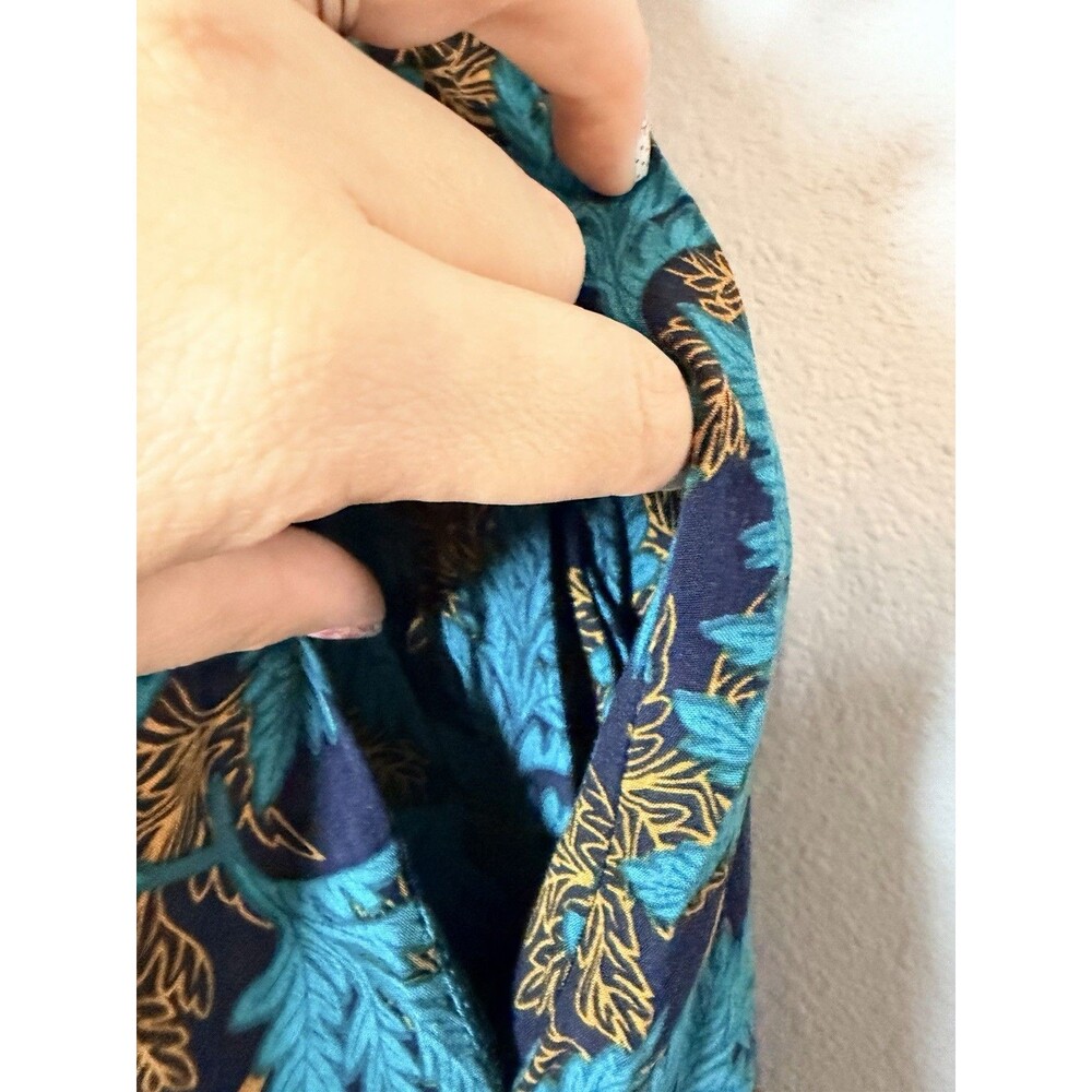Natural Life Stella Deep V Neck Mini Dress Medium Turquoise Fern Vines Pockets - Picture 9 of 9